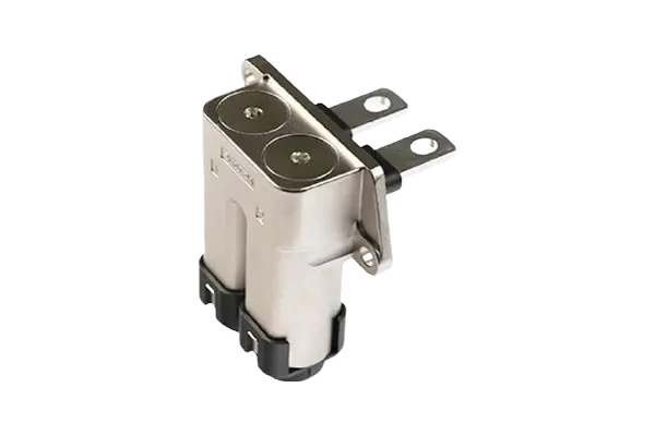 TWO-CORE ELBOW THROUGH HOLE METAL CONNECTOR